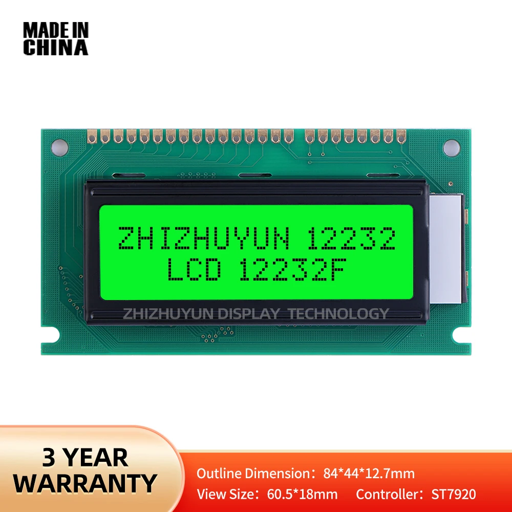 Welcome To Factory Inspection 12232F Emerald Green Grey Film ST7920 LCD Screen 60.5*18Mm LCM Display Module