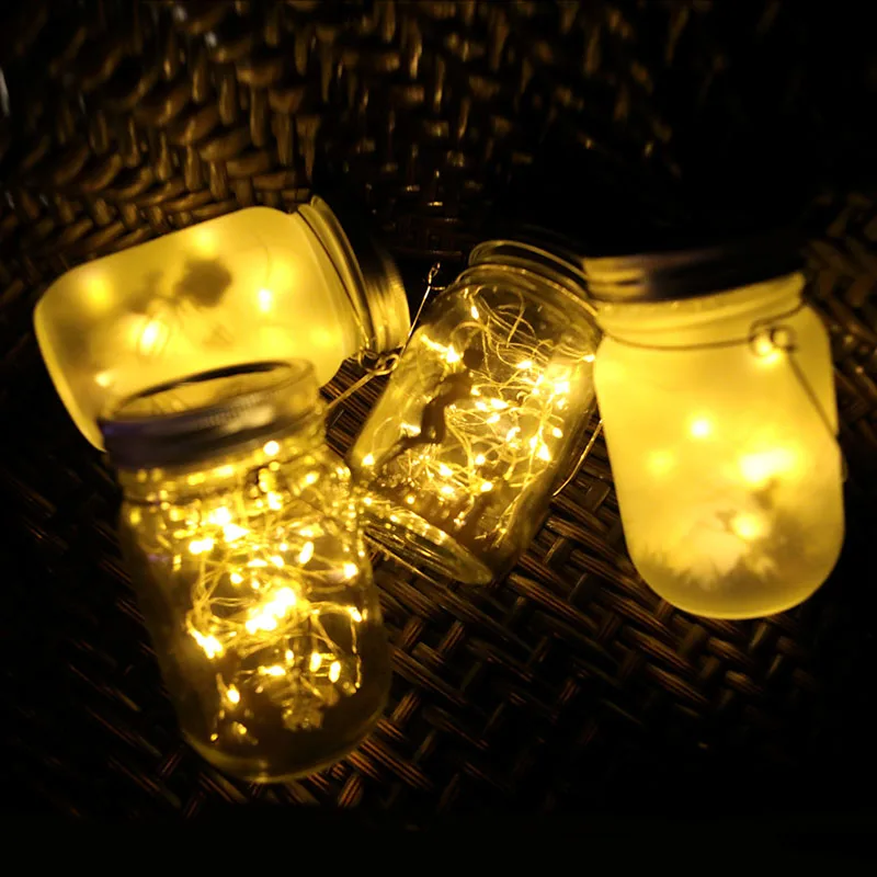 ZK30 LEDs Fairy Light Solar For Mason Jar Lid Insert Color Changing Garden Decor Christmas Lights Outdoor Wedding Decor