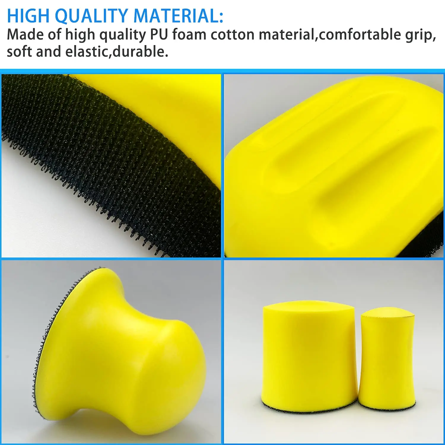 Blocco per platorello abrasivo a mano con gancio e anello da 4 pezzi, blocco per levigatura manuale tampone per lucidatura utensili abrasivi 1/2/3/5 pollici