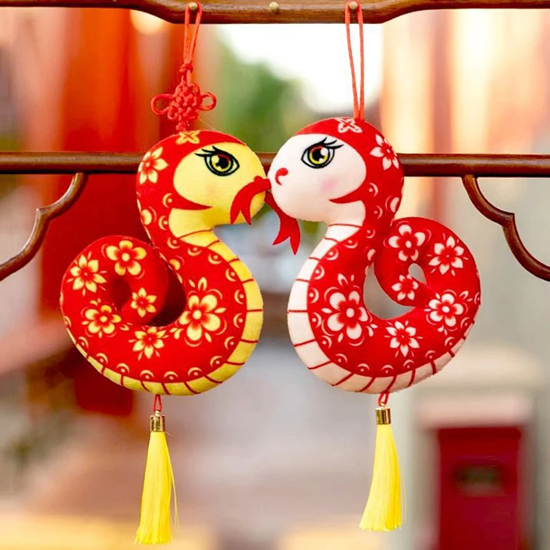 10/12/16/20cm Cute Simulation Zodiac Snake Doll Chinese New Year Snake Mascot Doll Hangings Ornament For Kids Room Decor