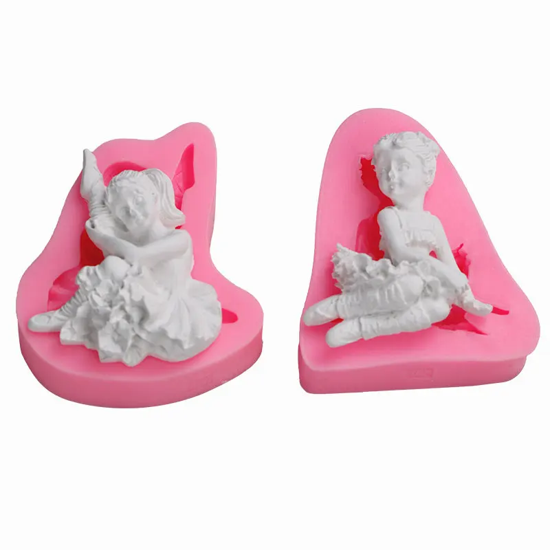 

2pcs/set Ballet Girl Cake Fondant Molds DIY Silicoe Chocolate Jelly Pudding Clay Making Molds