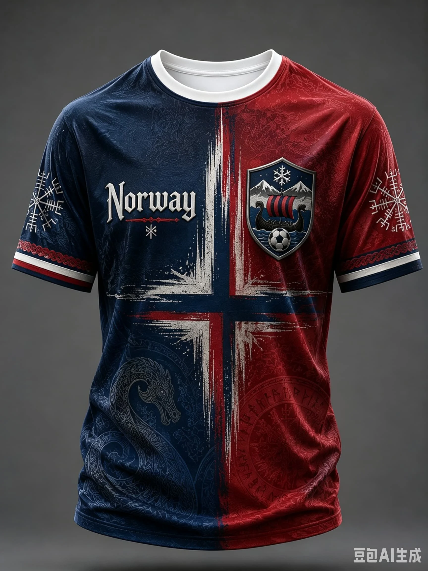 Nouveau Maillot de Football Norvégien 2026 pour Homme, Imprimé, Bleu Marine, Col Rond, Manches Courtes, T-shirt Décontracté pour Supporter et Entraînement Sportif