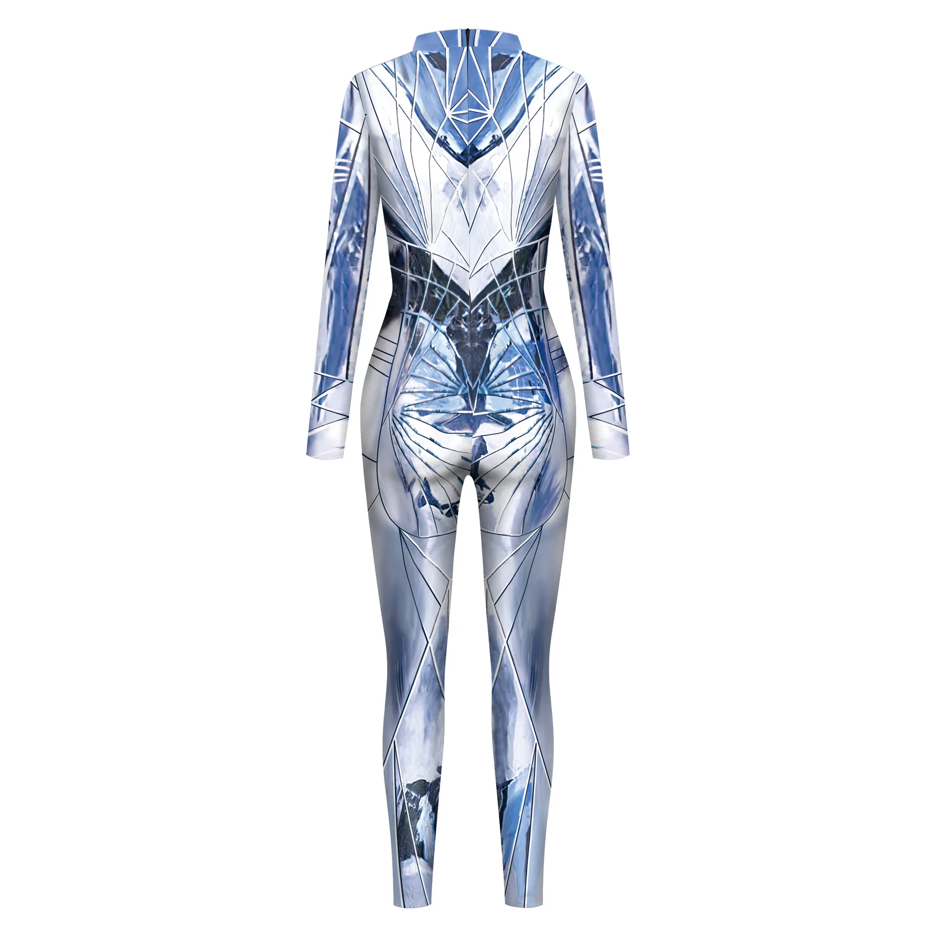 3D Print Glass Fragment Catsuit Woman Zipper Sexy Jumpsuit Zentai Bodysuit Party Costume Female Cosplay Outfit Monos Mujer