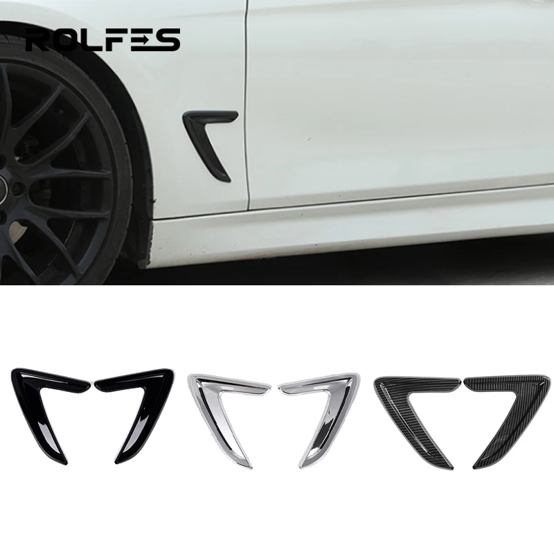 

ROLFES Car Side Fender Air Flow Vent Decor Cover Trim Accessories Kit For BMW 3 Series 2012-2018 Shark Gills Side Vent Sticker