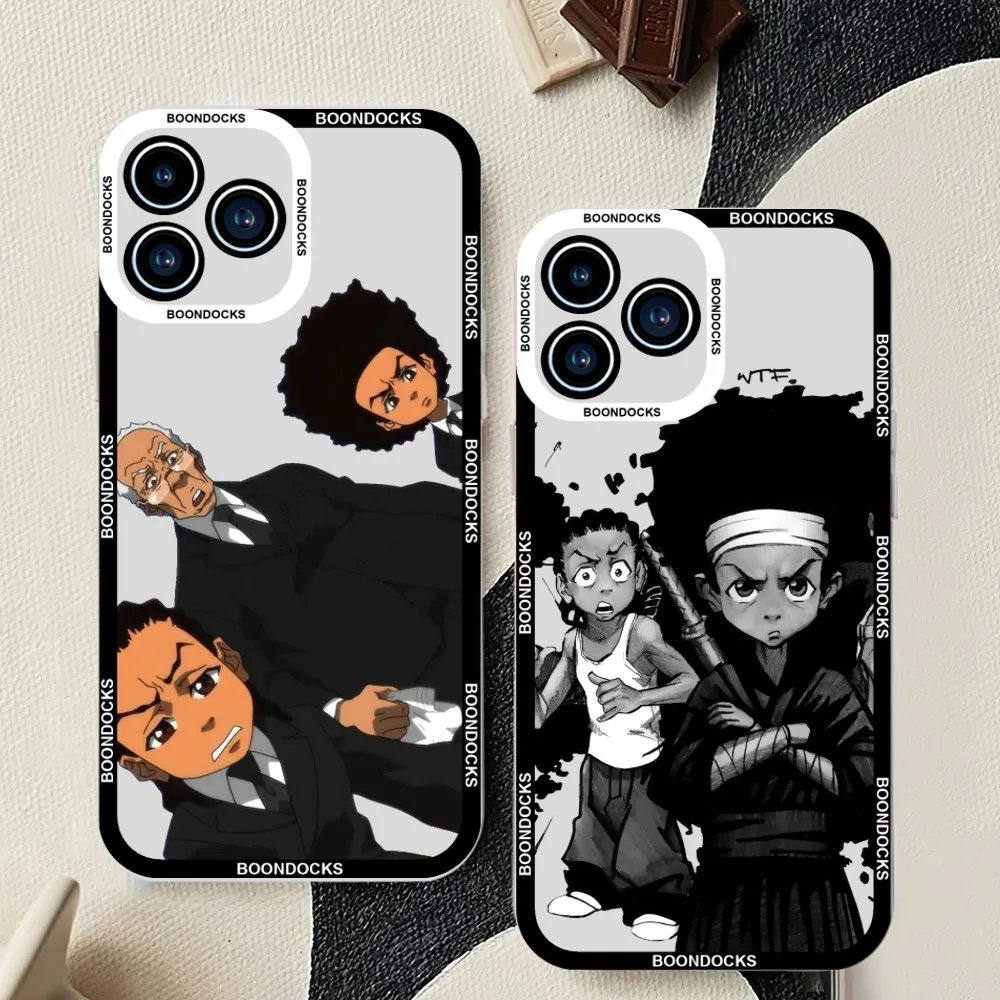 Cartoon The Boondocks Phone Case For iPhone 11 12 Mini 13 14 15Pro Max Transparent Shell