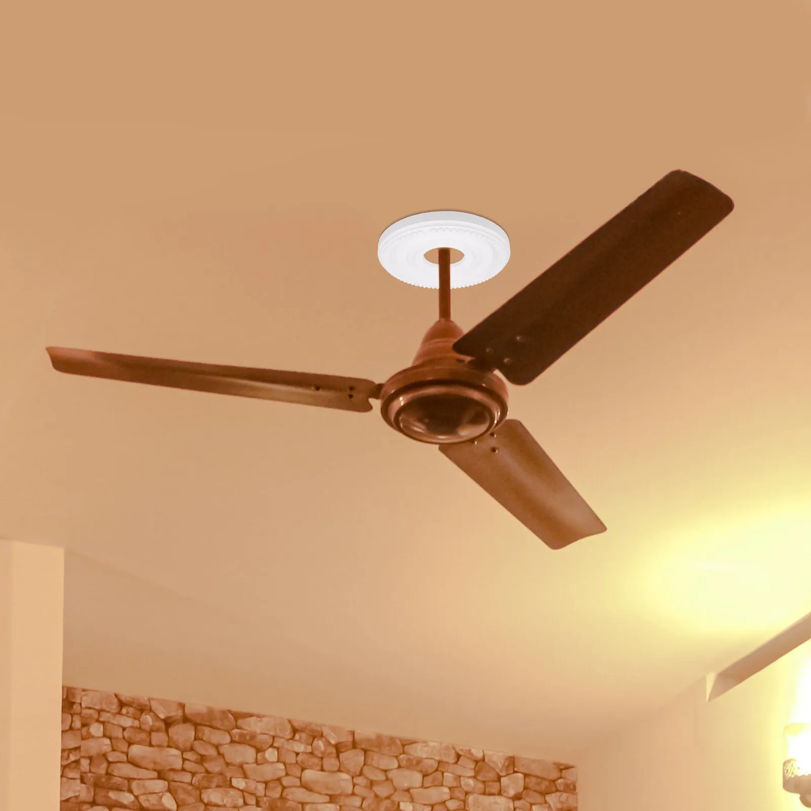 PU Ceiling Fan Light Cover Decorative Round Lighting Ceiling Fan Trim Ring for Light Fixtures Round PU Medallion