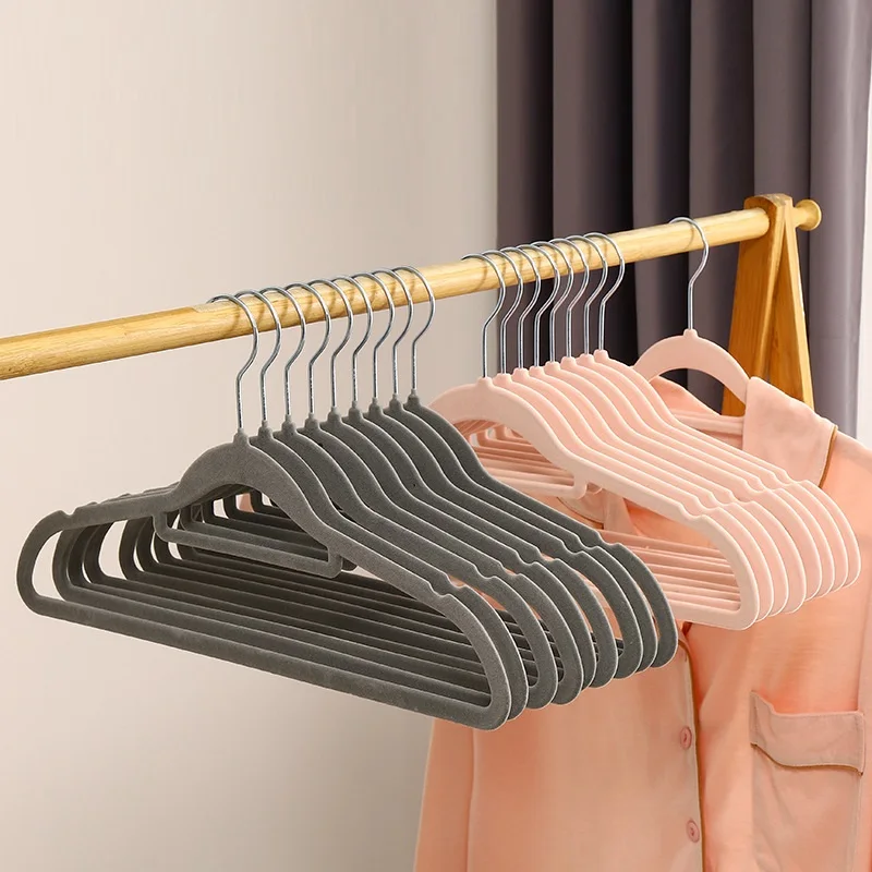 10/20Pcs Flocked Hanger Home Non-slip Velvet Hangers Elegant Coat Clothes Hanger Strong Durable Racks Hanger