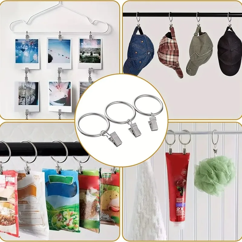 40 pcs 25mm Curtain Clip Rings, Sturdy Metal Ring, suitable for Bedroom Window Curtains, Strong Clip Grip view 3