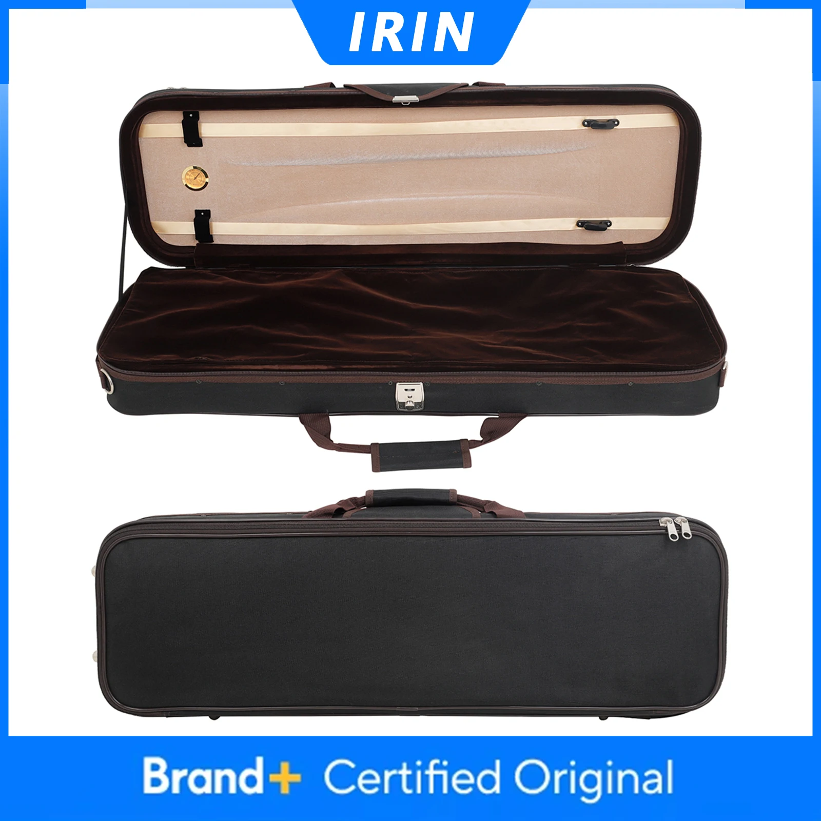

IRIN 4/4 Violin Case Square Oxford Cloth Box Built-in Hygrometer Brown Violin Box String Instrument Violin Parts Accessories