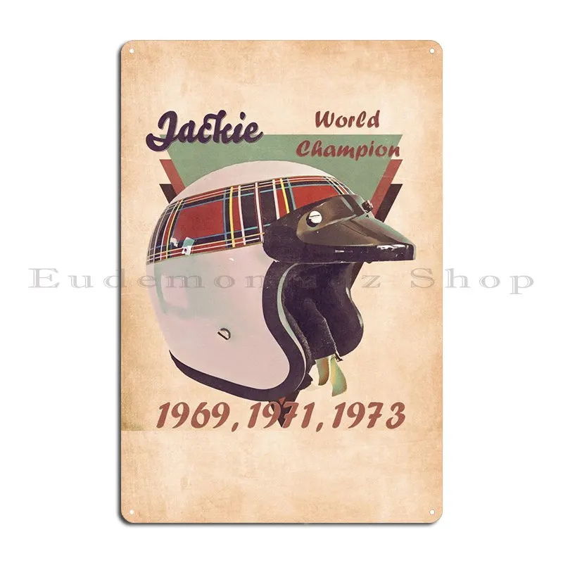 Jackie Stewart Helmet Metal Plaque Poster Plates Classic Designing Printed Bar Tin Sign Poster