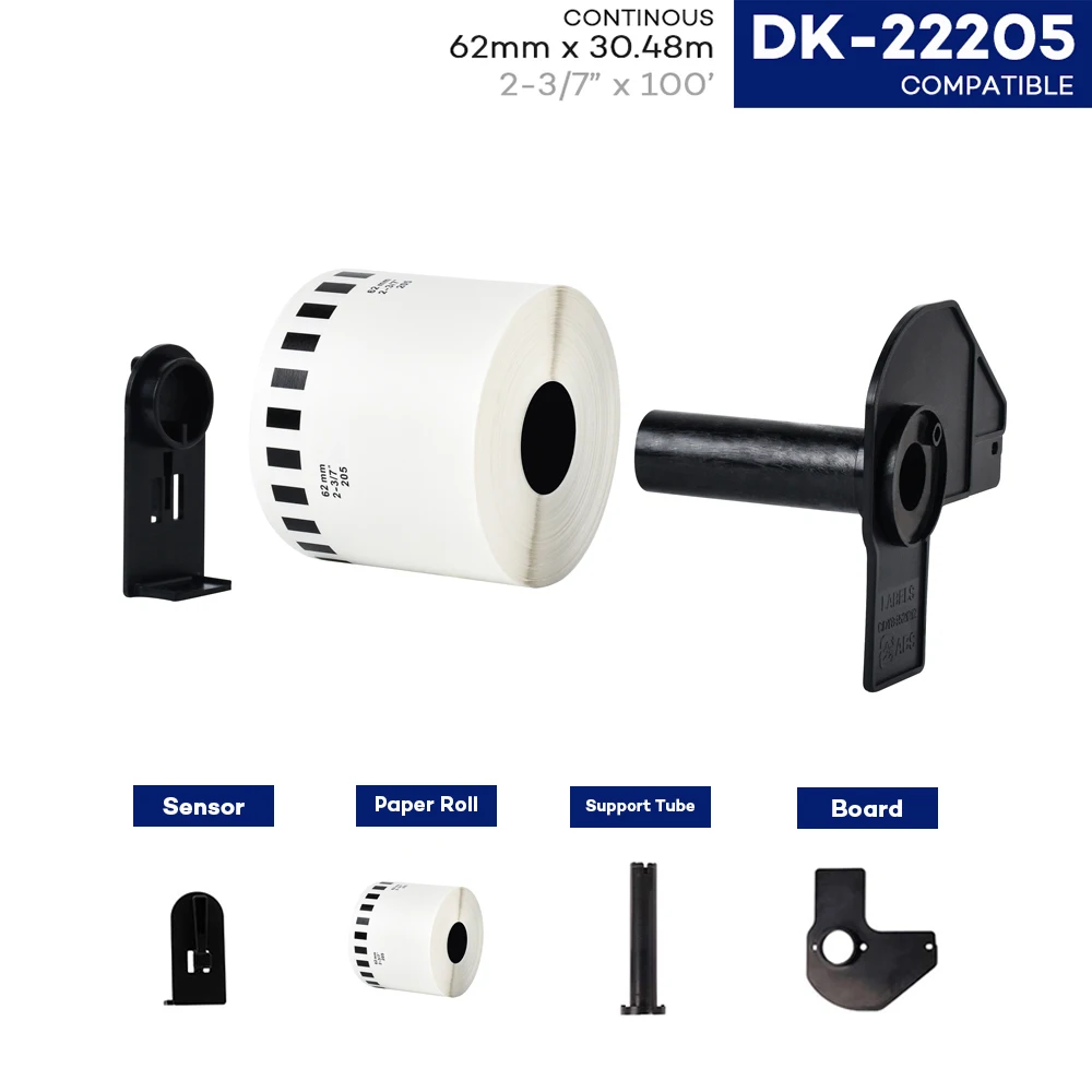 DK-22205 Compatible for Brother 62mm*30.48m Continuous Paper Labels DK-22205 DK22205 DK2205 DK205 Labels Brother Labels DK 22205