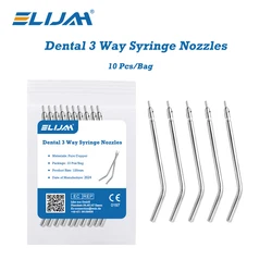 10pcs Stainless Steel Dental Air Triple Syringe 3 Way Dental Air Water Spray Syringe Nozzles Tips For Teeth Whitening