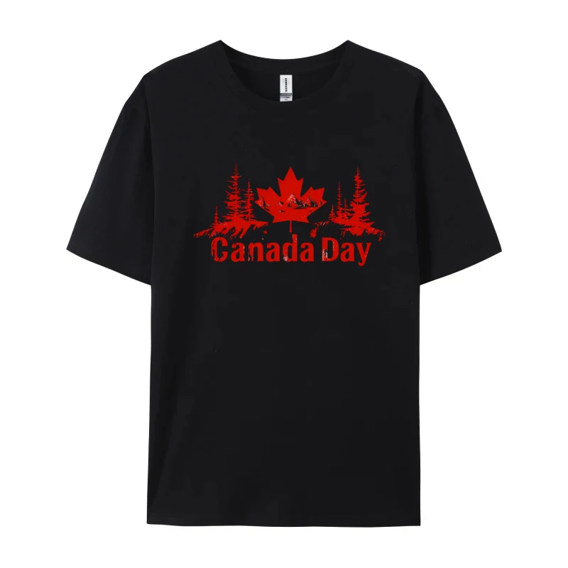 Maple Leaf Mountains Canana Day T-shirt Black Shirt Graphic Tees Family All Cotton Tops Tees Harajuku Camisa