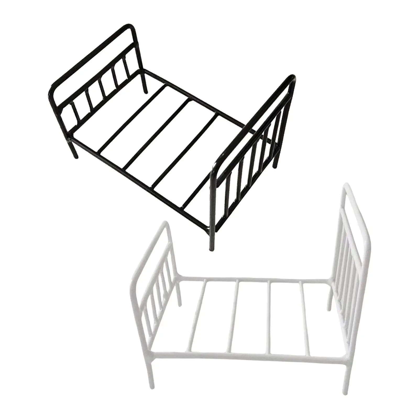 Dollhouse Miniature Metal Bed, Móveis para Crianças, Crianças, Meninos, Meninas, Presentes de Férias, Decoração, 1/12