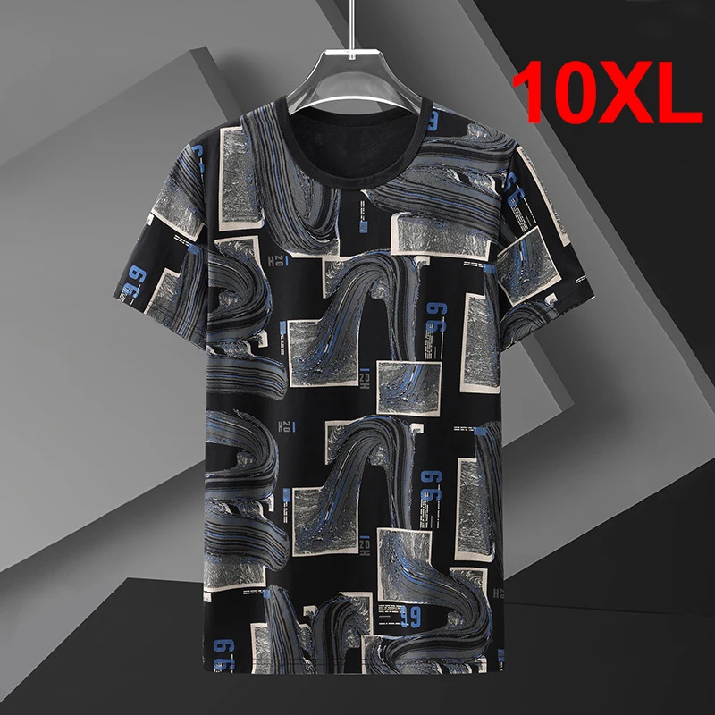 

_ 10XL Мужская футболка, уличная мода, летние футболки, мешковатые футболки с коротким рукавом, топы, футболки с принтом, мужские футболки оверсайз HA088