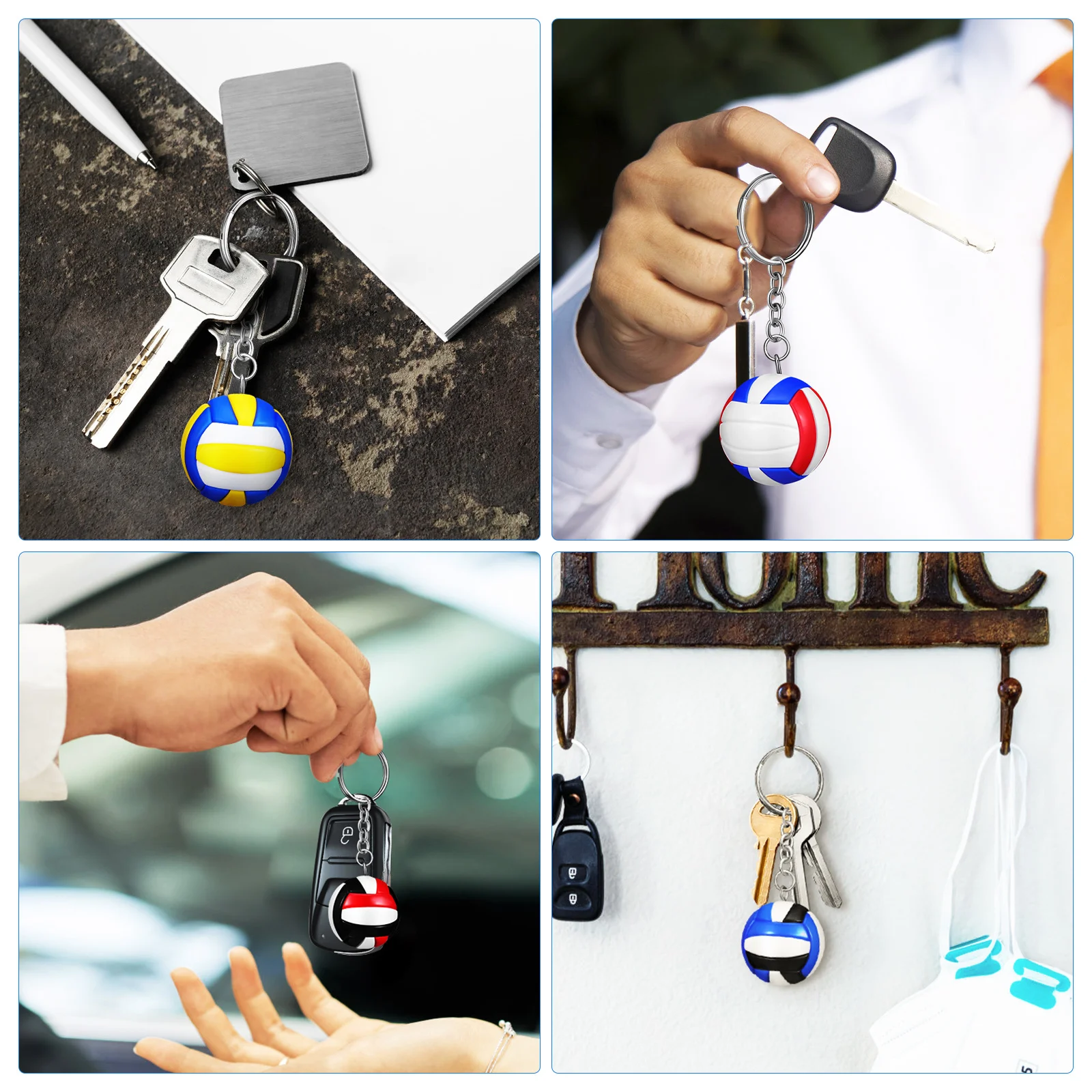 4Pcs Volleyball Keychain Colorful Durable Sports Charm Key Rings Compact Decorative Bag Pendant Accessories Volleyball Keychain