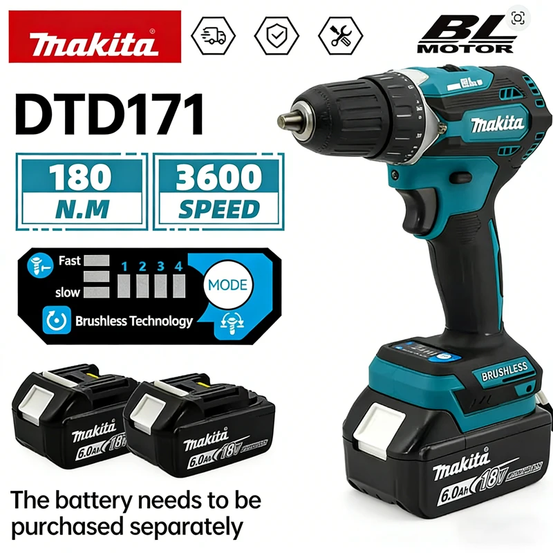 

Makita DTD171 Impact Rechargeable 18V High Power Brushless Lithium Screwdriver High Torque Electric ,for Makita 18V Battery 