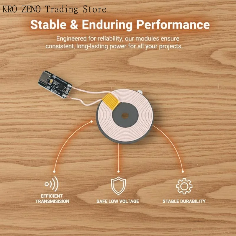 TYPE-C 5V Wireless Power Transmitter Coil with LED Receiver Board Compact Inductive Lighting For Desk Lamp Build