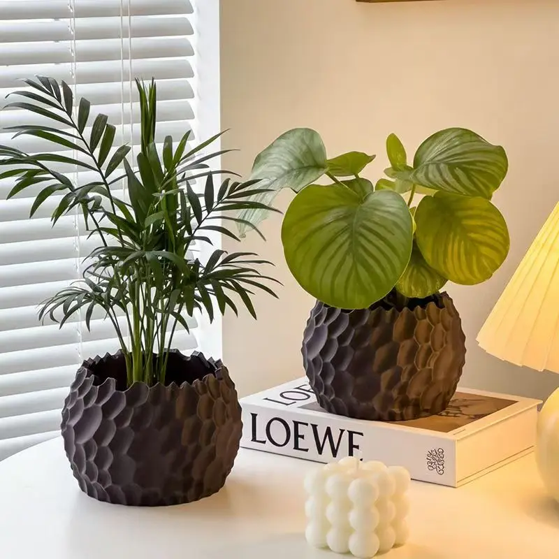 Textured Flower Pot Irregular Rough Edge Succulent Planter Home Decor Vase Indoor Plant Pot For Houseplants Desktop Ornament