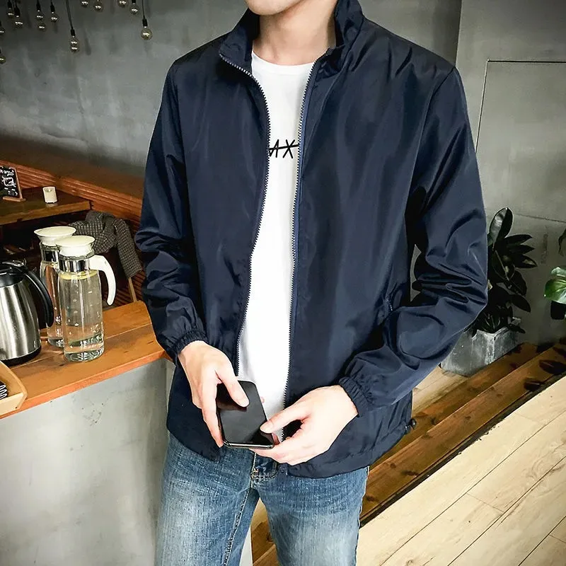 

Spring and Autumn Stand Collar New Men's Korean Style Casual Top Jacket Young and Middle-aged Trendy Thin Jacket
