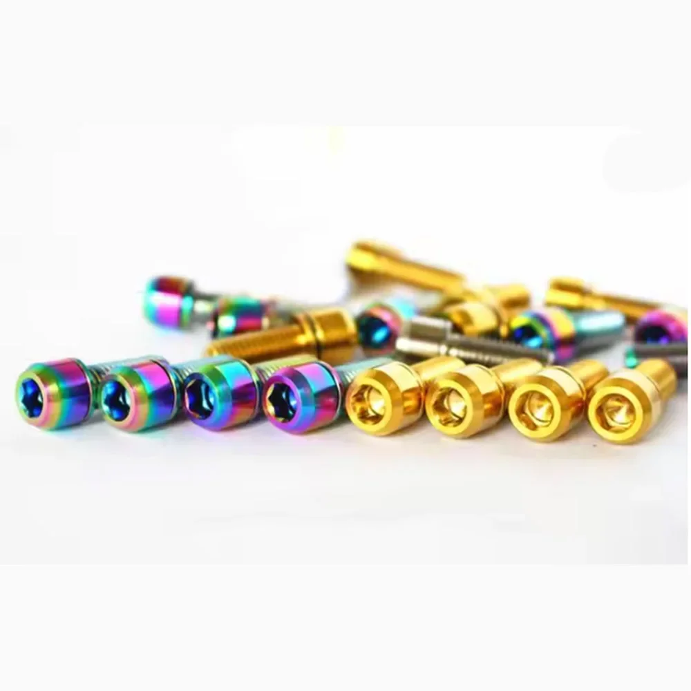 M5 M6x16/18/20mm Titanium Alloy Cylindrical / Conical Head With Gasket Washer Screw Bicycle Stem Screws Titanium Stem Bolts