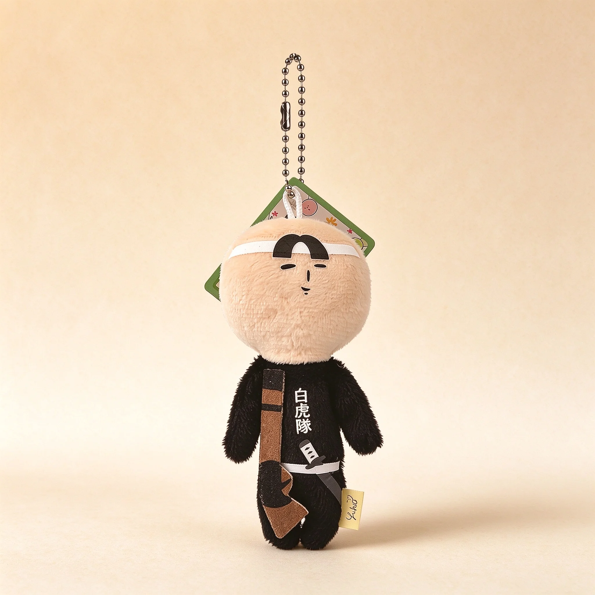 Japanese Cartoon Yukio Plush Keychain Funny Axolotl Strawberry Samurai Doll Stuffed Toy Charm Bag Pendant Gift view 2