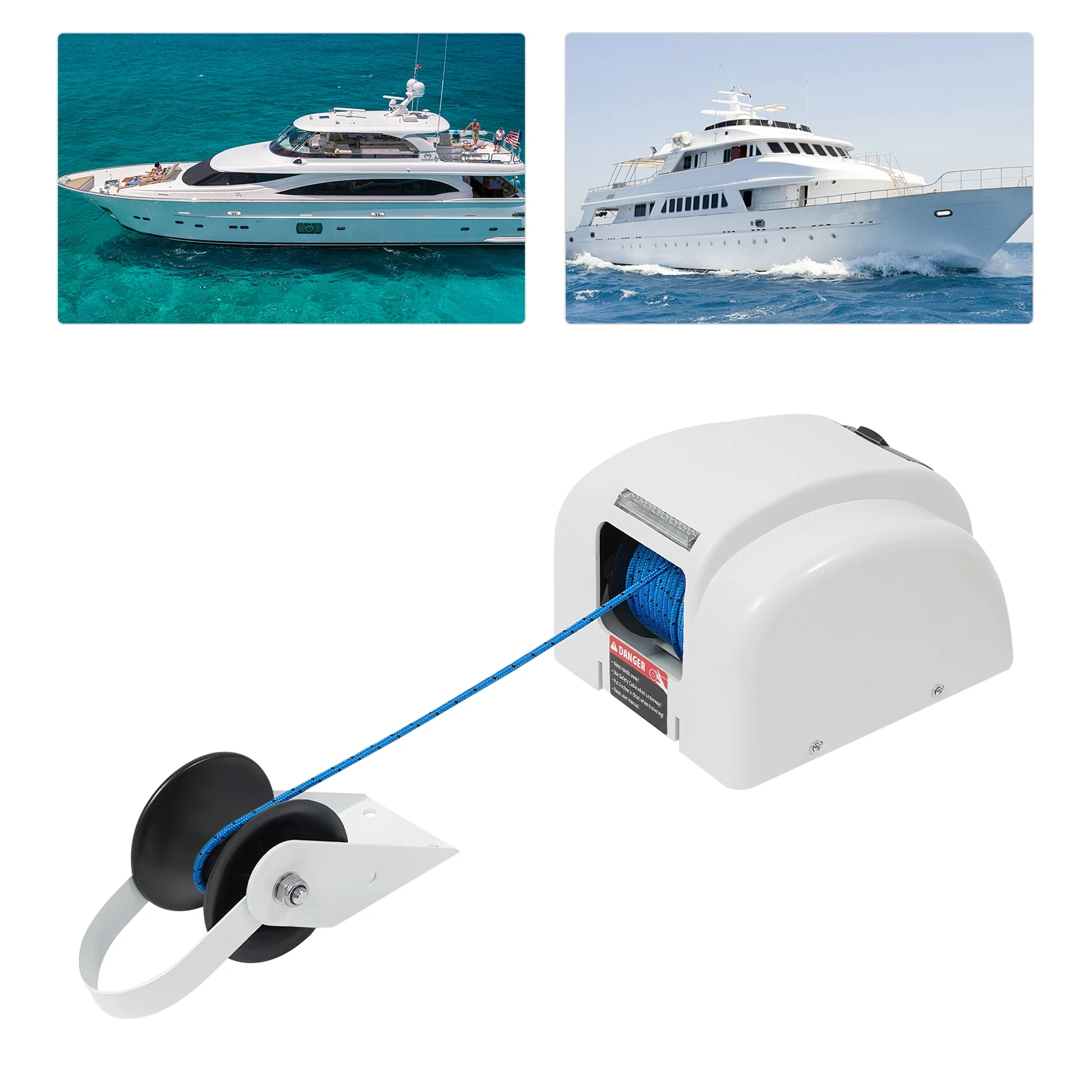 Cabrestante de anclaje eléctrico para barco, 12V, 45 libras, con Control remoto inalámbrico, cabrestante de barco blanco marino con disyuntor de reinicio automático