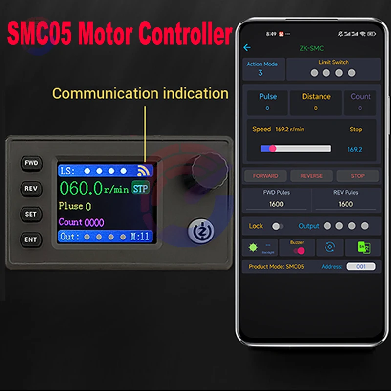 

1,8-дюймовый дисплей SMC05, импульсный контроллер шагового серводвигателя с контролем скорости вперед/назад и хост-компьютерной связью через приложение