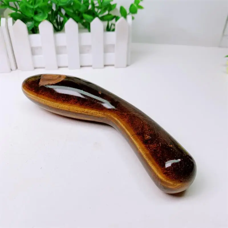 18cm Large Size Natural Yellow Tiger Eye Stone Crystal Massage Penis Wand Gemstone Yoni for Women Health Smooth Polished Gifts