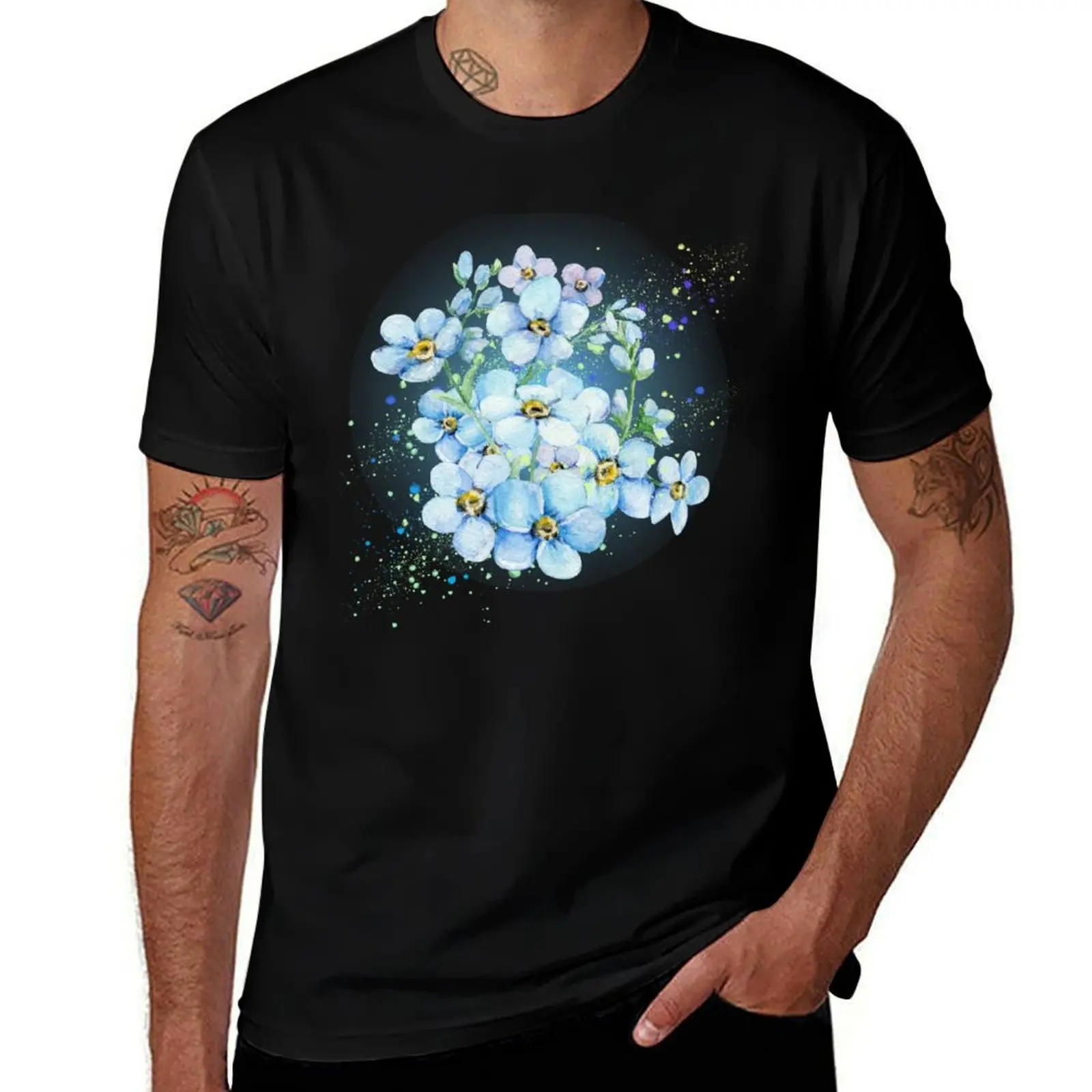 Forget Me Not Field T-Shirt Anti-Wrinkle Short Sleeve T-Shirt