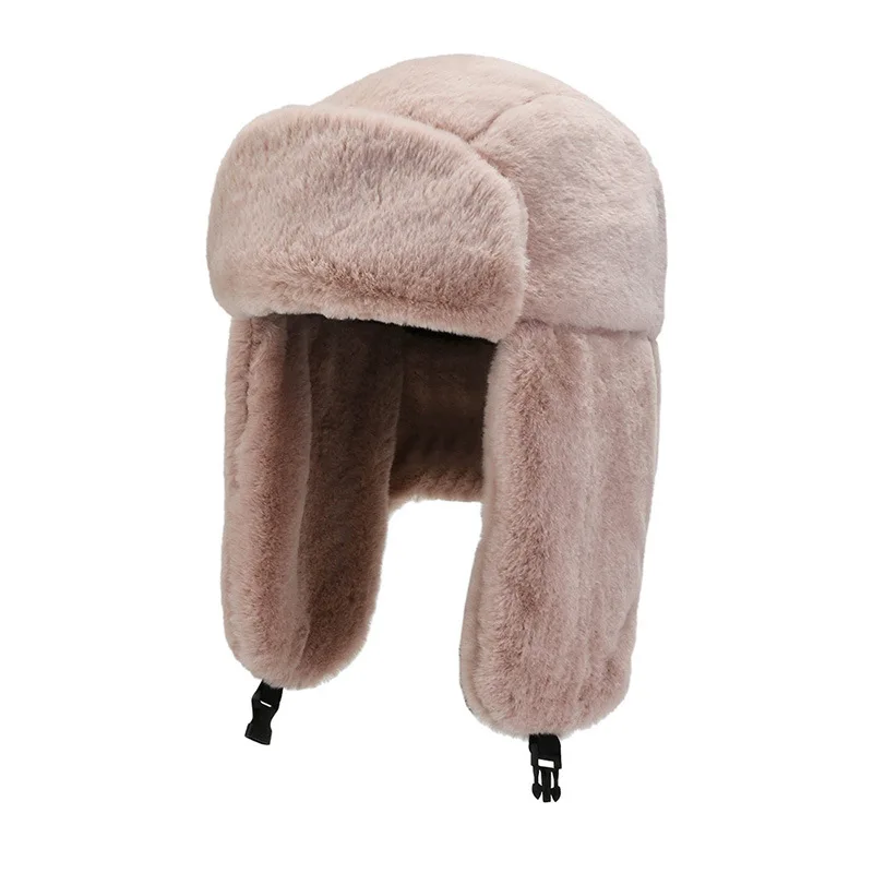 Women\'s Thickened Warm Beanie Russian Caps Korean Fashion Ushanka Earflap Pilot Hat Women Trend Bomber Hat Winter Ski Hats