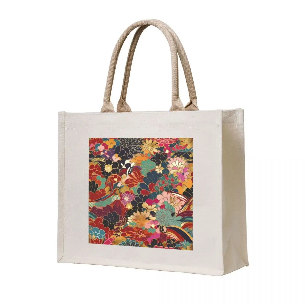 

Floral kimono japanese pattern Tote Bag woman shopping bag tote bag university Canvas