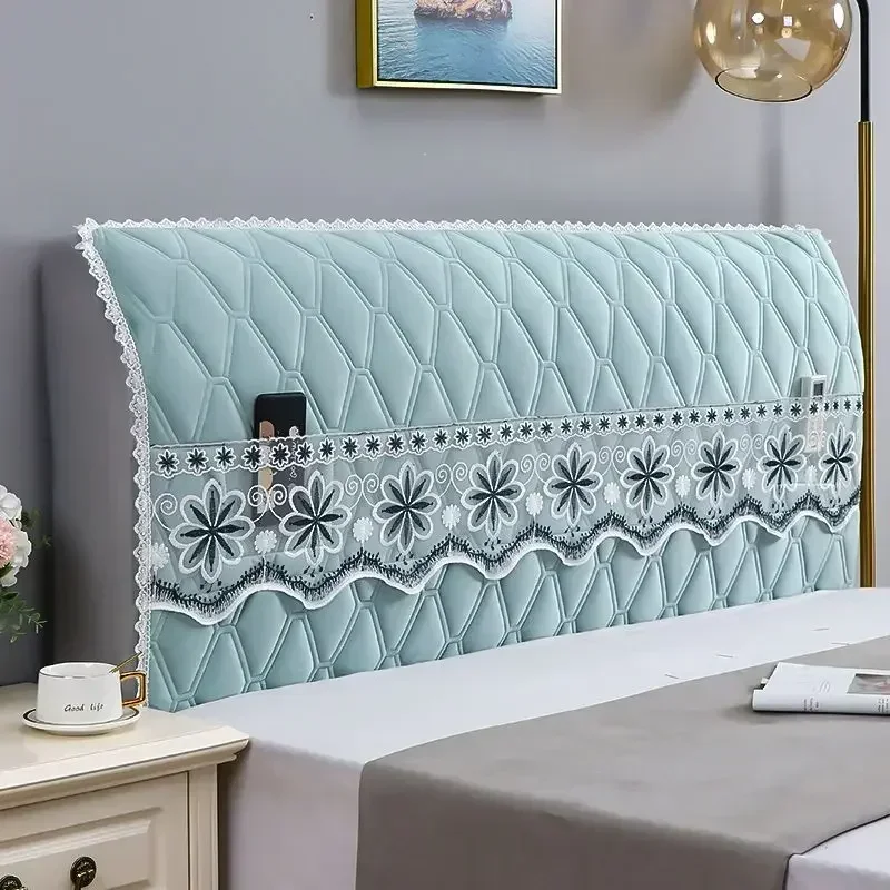Thick Cotton Padded Headboard Cover Bedhead Fabric Full Protective Cover Solid Wood Soft Pack Bedside Dust Cover