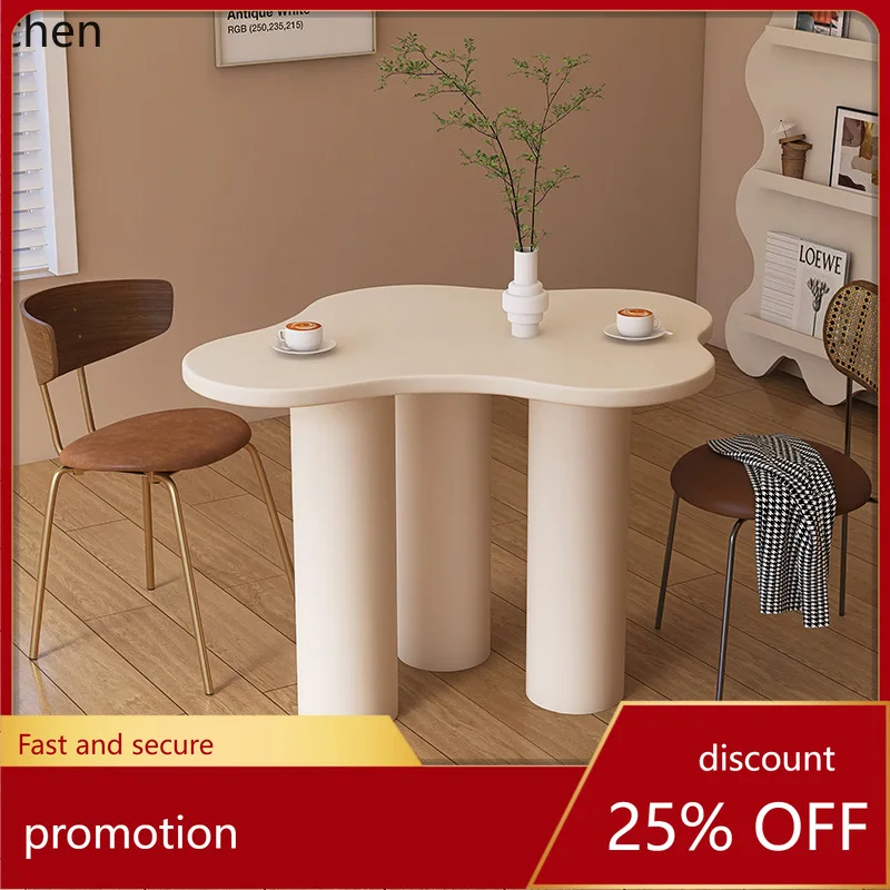 

YFY Solid Wood Dining Table Simple Wabi-Sabi Cream Style Casual Table