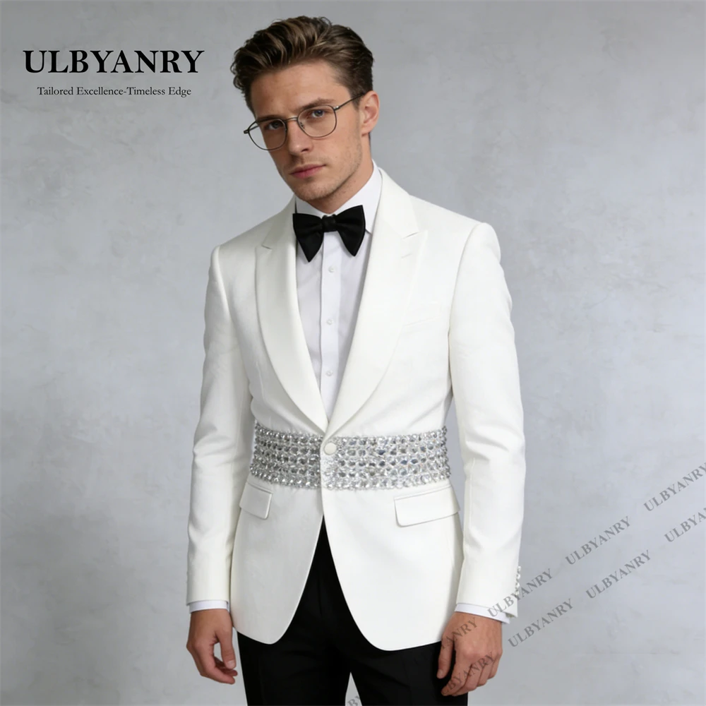 

Роскошный свадебный костюм для жениха ULBYANRY, 2 предмета: пиджак на одной пуговице и черные брюки, размеры XXS-7XL, мужской официальный костюм-смокинг