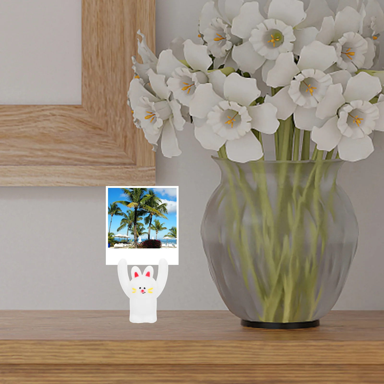 

6pcs Photo Clips Memo Holders Cute Rabbit Picture Stands For Table Desktop Card Holders Display Decor Stationery