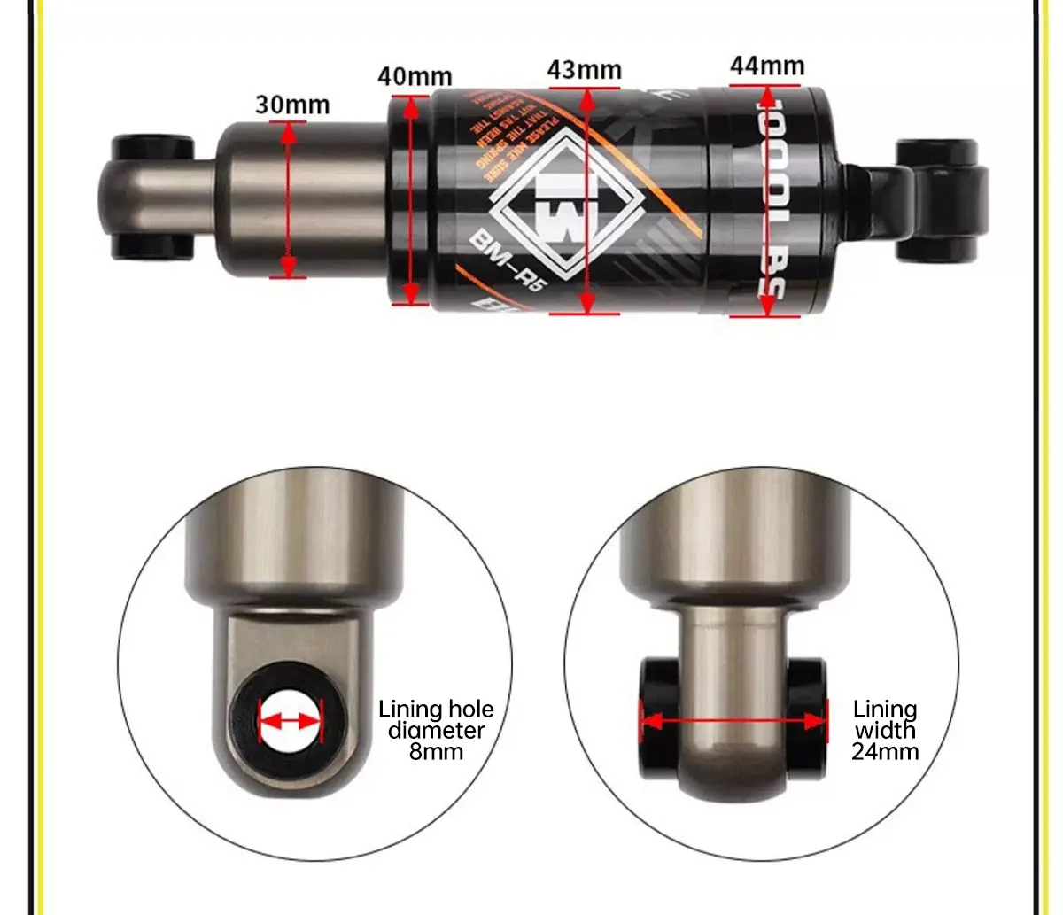 BLOOKE R5 Hydraulisches Hinterrad-Stoßdämpfer-System mit Mittelmontage und Ölfederung für E-Bikes und Roller – Detail 4