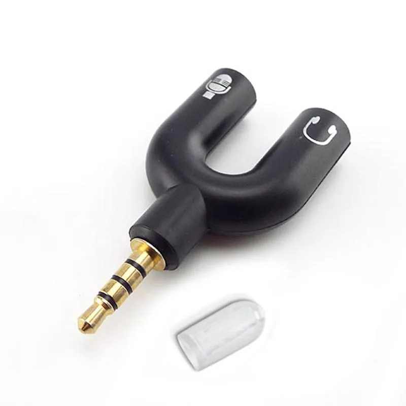 

3.5mm Splitter Stereo U-shape Earphone Connector Converter Audio Mic Jack Plug Adapter For Mobile Phone Tablet PC MP3 MP4 Player