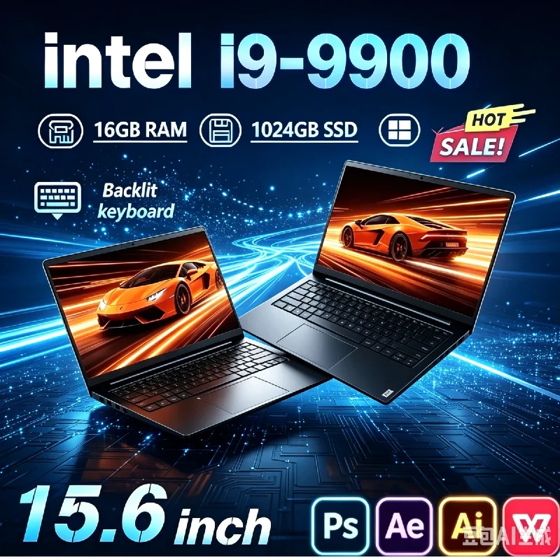 New 15.6 Inch Ultra Portable Laptop Intel Core i9-9900 16GB RAM 1TB SSD High Speed Notebook For Gaming Office
