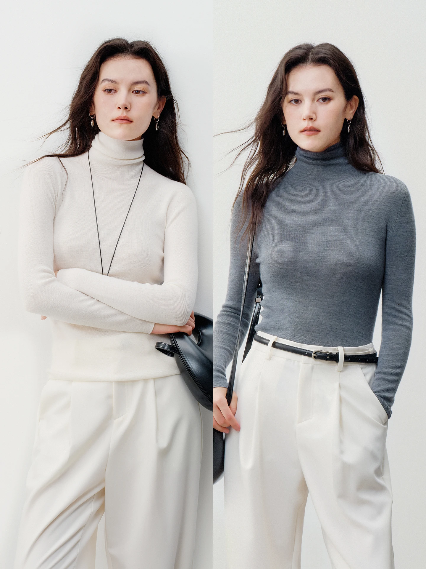 

Cloud Sl One-Piece High Ne Wool Base irt Women's Knitted Sweater next Wed Winter Thin Long Sve Crew Ne