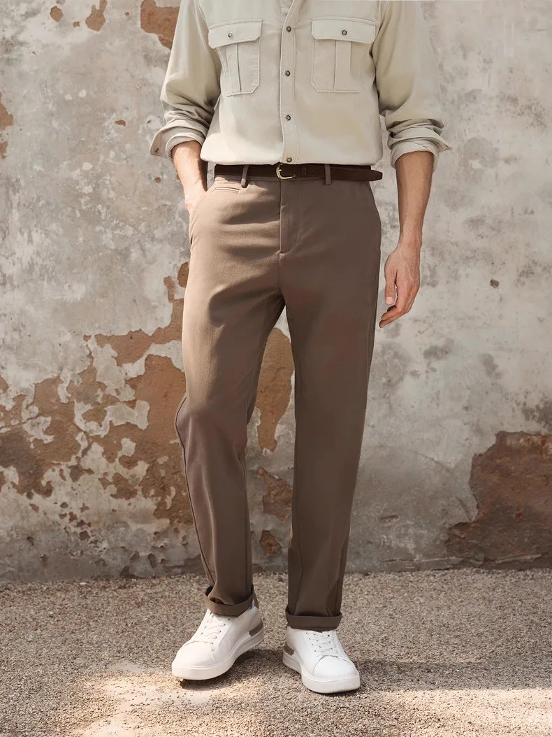 

MHTO Men's Faion Autumn Winter Thi Modal Long Velvet Cotton Casual Pants Comfortable Stretch Busin Casual Sle