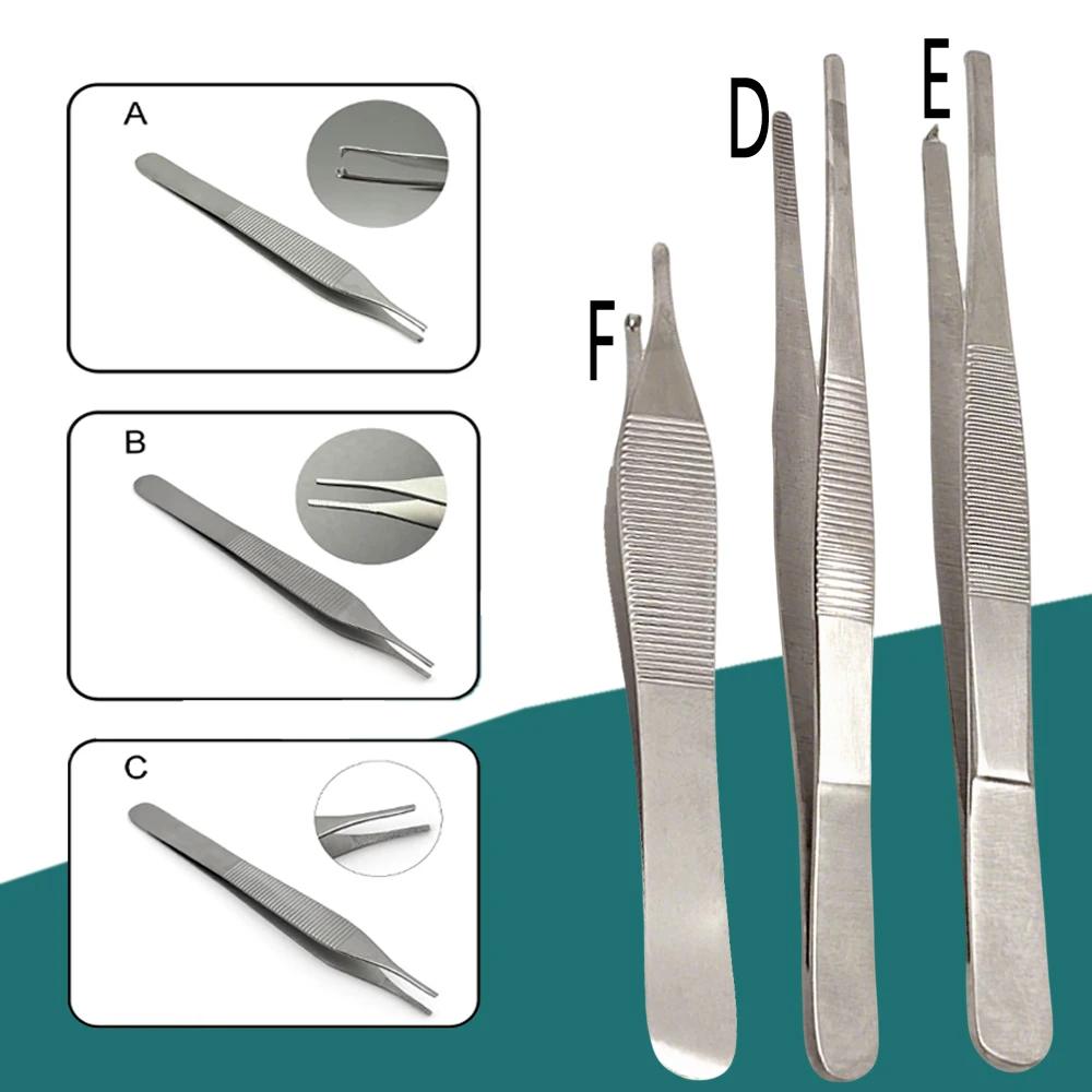 Professional Stainless Steel Dental Tweezers and Tissue Forceps Set for Home Use Extraction and Dressing 1x2 Kit