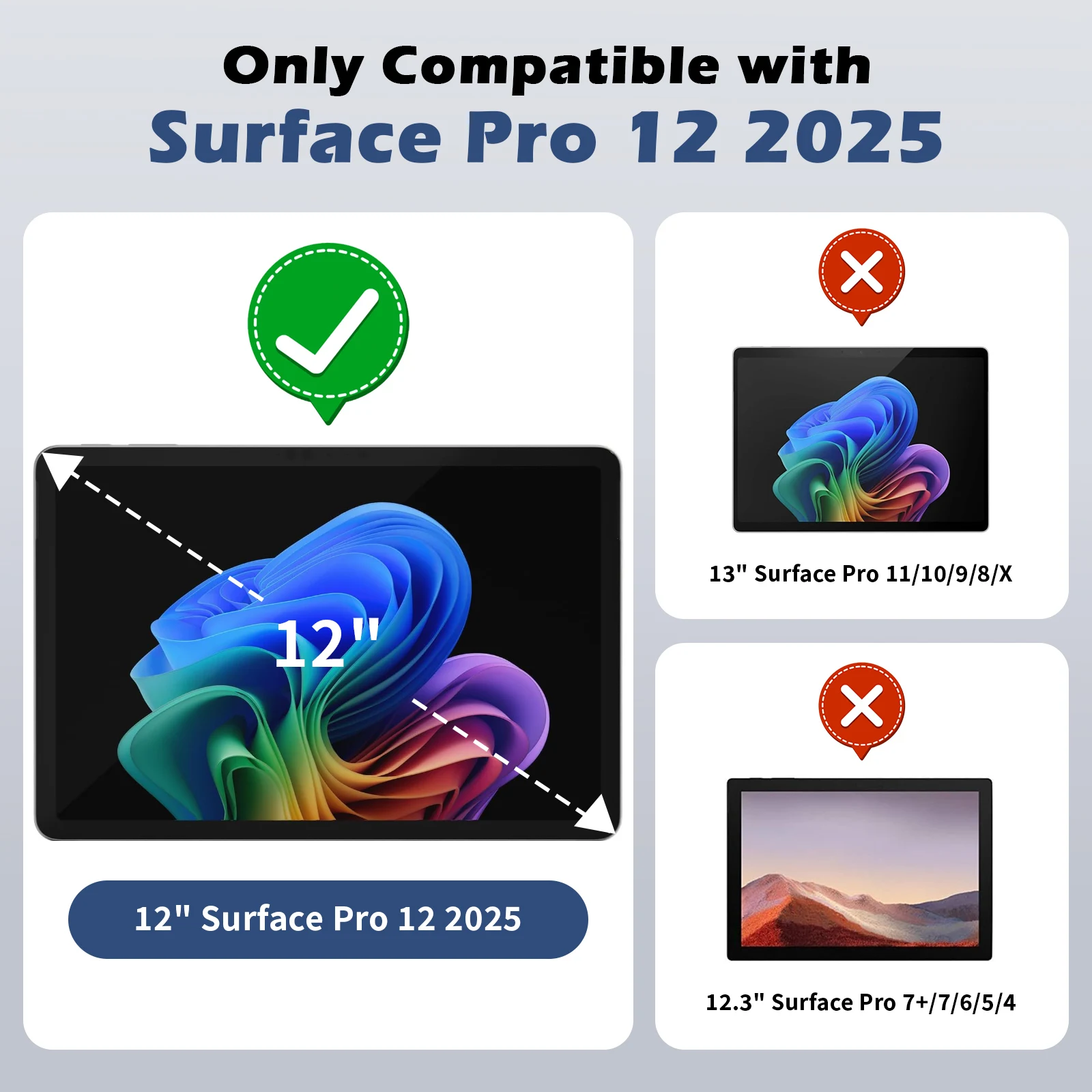MoKo Touchpad Keybaord for Microsoft Surface Pro 12 inch 2025 Tablet,Ultra Slim Wireless Bluetooth 7 Color Backlit Surface Pro