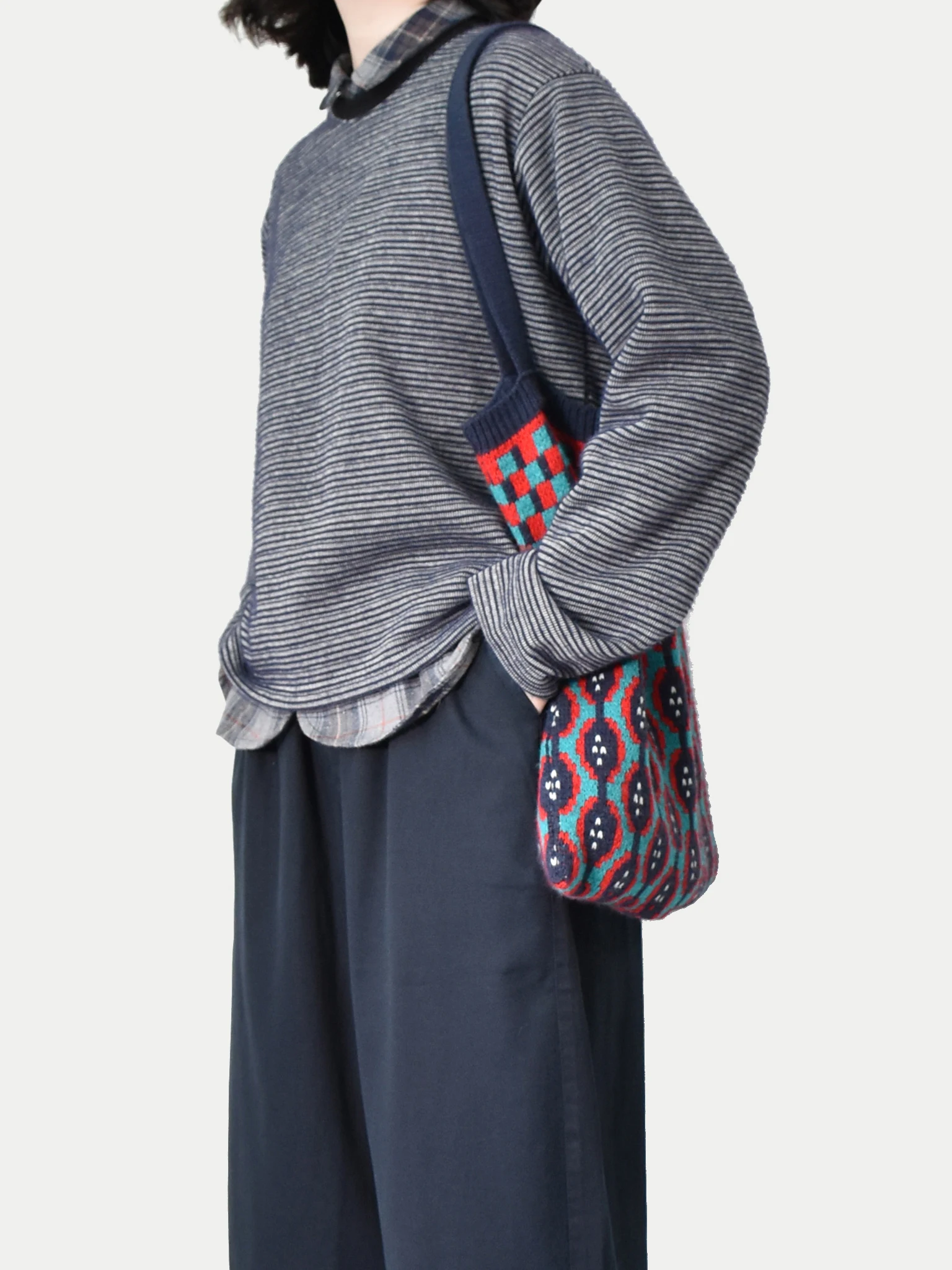 

Синяя полосатая свободная футболка с круглым вырезом, универсальная повседневная одежда для всех сезонов, смесь полиэстера, нейлона и хлопка