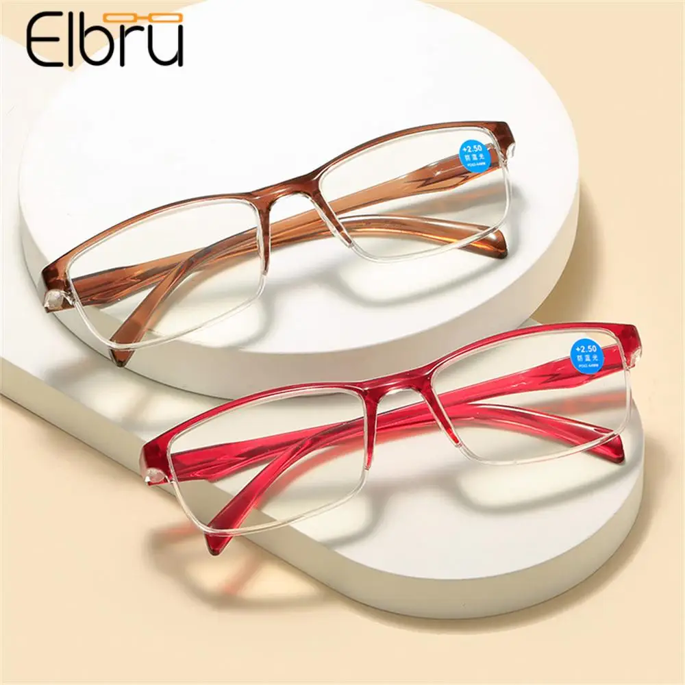 

Elbru Anti Blue Light Half Frame Reading Glasses Women Men Fashion Presbyopic Glasses Unisex Ultralight Hyperopia Eyeglasses