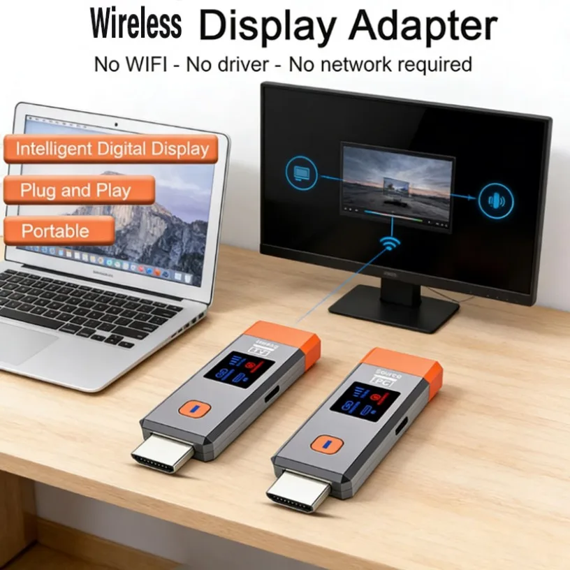 50M 1080P@60Hz 5.8G Wireless HDMI Transmitter and Receiver Extender Plug and Play No WiFi Needed for Home Conference Gaming TV