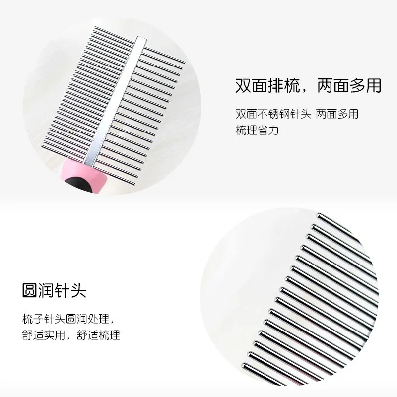 Pet Dematting Comb Stainless Steel Pet Grooming Comb for Dogs and Cats Gently Removes Loose Undercoat Flea Comb Pretty&Better