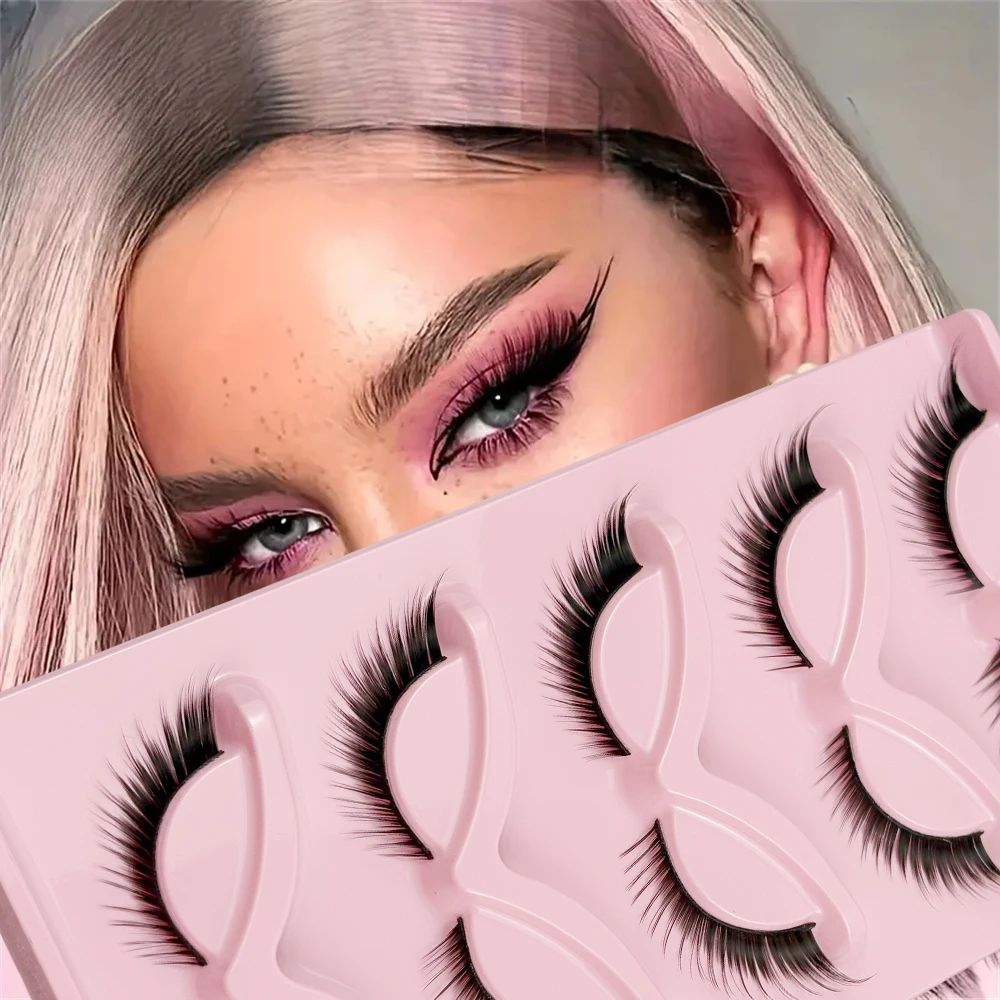 Cat-5 pares de pestañas postizas de ojos: visón artificial esponjoso 8D de 16 mm, aspecto natural, mejora el efecto visual de los ojos