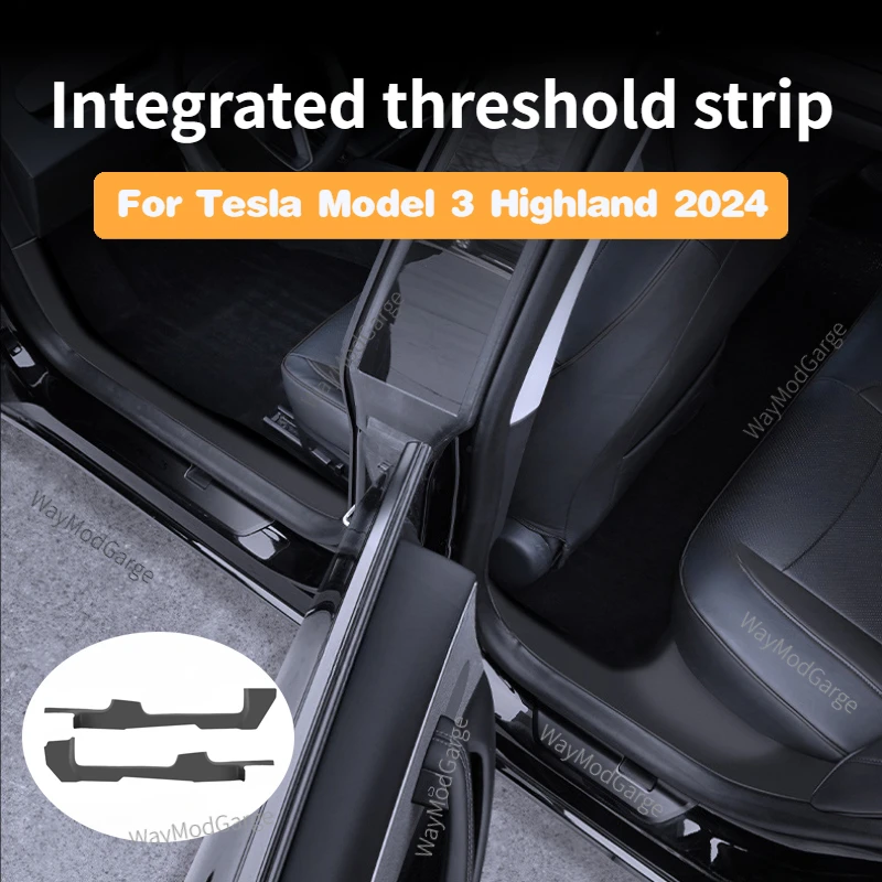 

For Tesla Model 3 Highalnd 2024 Front and Rear Door Threshold Strip Full Package Threshold TPE Integrated Felt Board Accessories