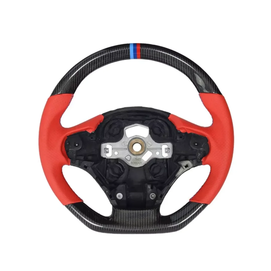 Real Carbon Fiber Leather Suitable For BMW 3 Series F30 Low-Profile Three-Color Stitched Sports Steering Wheel Car Accessories